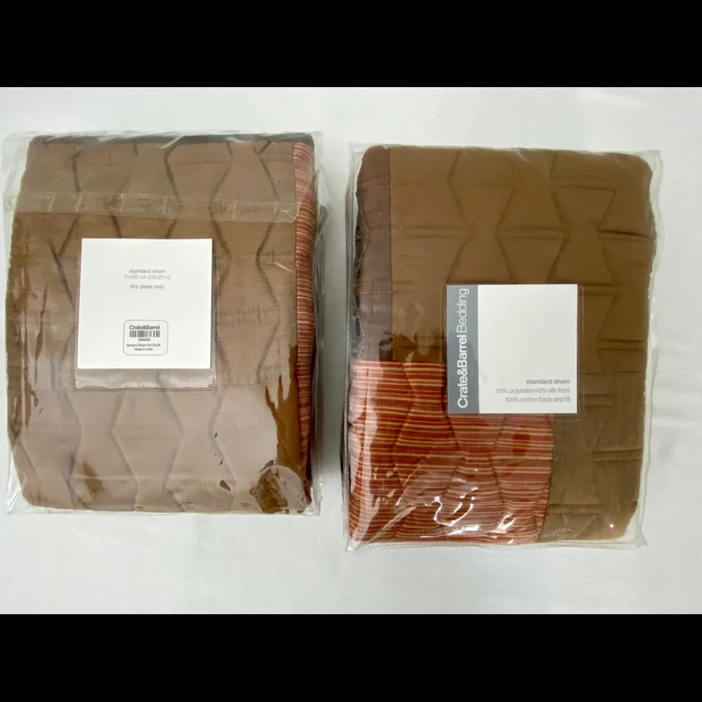 Set Of 2 Crate & Barrel Multicolored QUILTED STD SHAM‎ “Samara” 20 X 26”